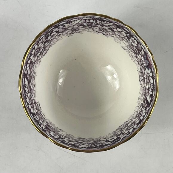 Sutherland China Tea Bowl Historical Britain Warwickshire Purple Gold Rim 1950s - Picture 5 of 13
